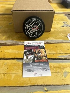 NHL Noah Hanifin Autographed Signed Hurricanes Official Game Puck JSA COA - Picture 1 of 9