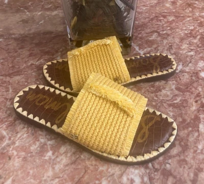 Nuevas sandalias planas Sam Edelman para mujer Glenda amarillas con flecos de rafia talla 6, $90 Foto 1 de 4