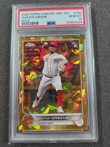 🌟 2022 Topps Chrome Update Sapphire Hunter Greene #160 GOLD RC #50/50 PSA 10 - Picture 1 of 2