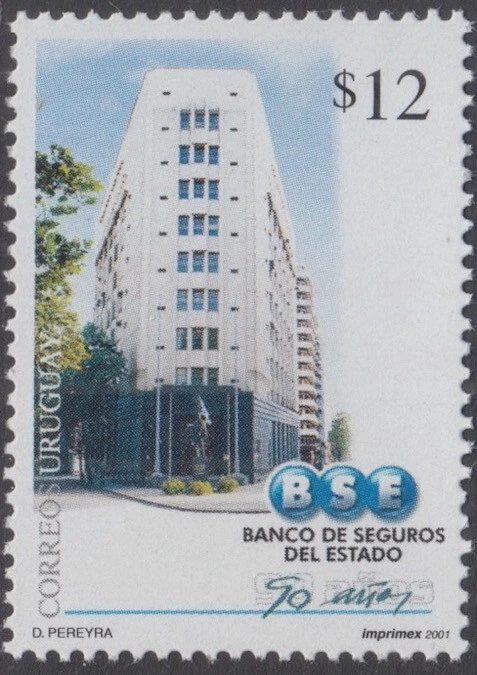 URUGUAY Sc # 1940 CPL MNH SINGLE -  90th ANN STATE INSURANCE BANK - Image 1 of 1