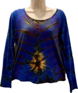 Sacred Threads Hippie Boho Festival Stretch Tie Dye LS Tee Shirt 223635/4 - Picture 1 of 5