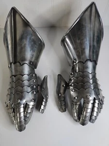 Stahl mittelalterlicher Ritter spätgotische Fingerhandschuhe Rüstung Handschuhe SCA - Bild 1 von 7