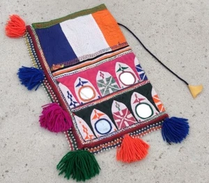 BOLSO KUCHI ÉTNICO BANDOLERA BOHO TRIBAL BANJARA GITANO ESPEJO BORDADO A MANO RABARI - Imagen 1 de 6