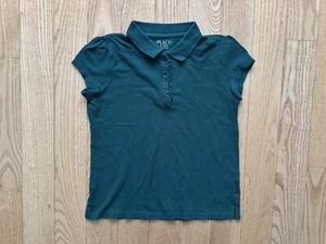 Childrens Place Girls Green Ruffle Short Sleeve Polo Uniform Shirt Sz L 10 12 - Picture 1 of 3