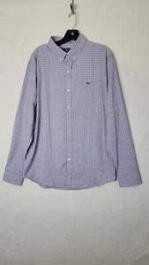 Vineyard Vines Herren Large blau rosa kariert Knopfleiste Slim Fit Wal Hemd - Bild 1 von 8