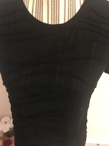 SIMPLY VERA VERA WANG Women's Black Front Textured Lines Accent Short Sleeves S - Picture 1 of 9
