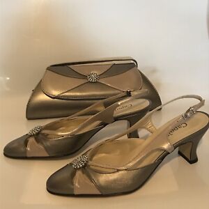 Capollini Woman’s Shoes And Bag, RRP £240, Size UK 7, Pewter, 2” Heels,