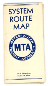 Mapa de ruta del sistema MTA 1954 Boston MA - Imagen 1 de 3