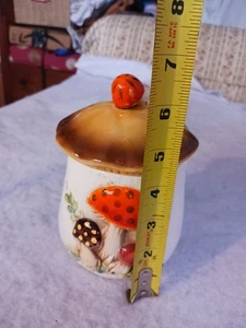 VINTAGE 70er MERRY MUSHROOM STIL KANISTER 6,5" DECKEL AUF - PILZE AUF BEIDEN SEITEN - Bild 1 von 23
