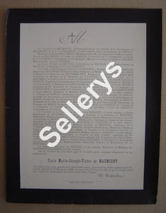 Faire-part de décès de Monsieur le Comte Marie Joseph Victor de MAUMIGNY 1895 - Imagen 1 de 1