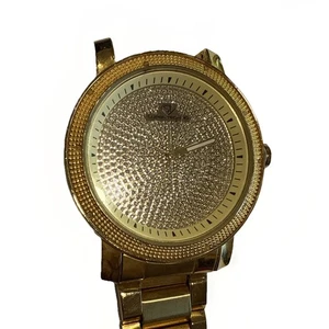 Super Techno Gold Tone Many Diamonds On Face  Needs Band Pin Untested NICE!!! - Picture 1 of 8