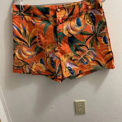 Pantalones Cortos SHEIN Nuevos Con Etiqueta Naranja Floral XL Cintura 35” Entrepierna 3” Foto 1 de 3