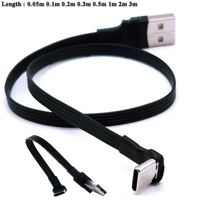 Flat Type-C 2.0 USB Male Charger Data Cable Up / Right Angle/ Left And Right - Picture 1 of 23