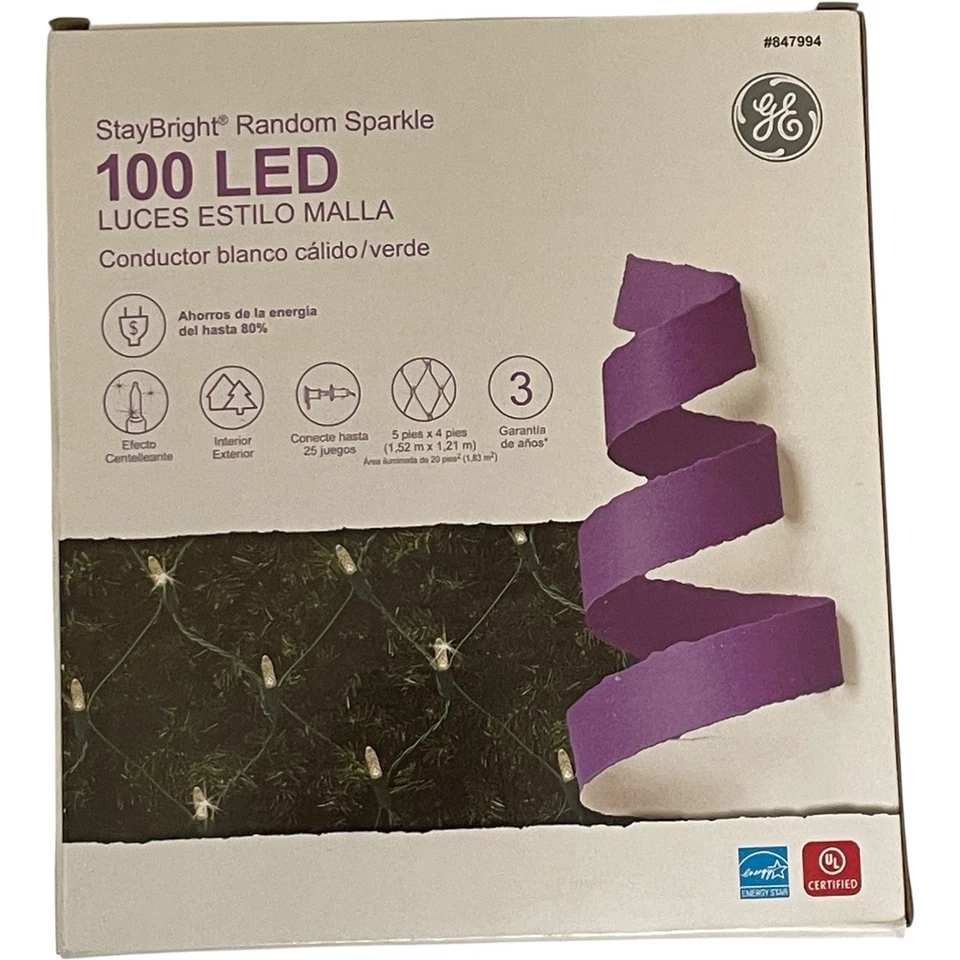 GE StayBright 5 pies X 4 pies Blanco Brillante LED Mini Enchufable Navidad Luces de Red Foto 1 de 1