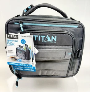 New Titan Lunch Box Expandable Leak Proof Container Gray Ripstop Ice Packs - Picture 1 of 15