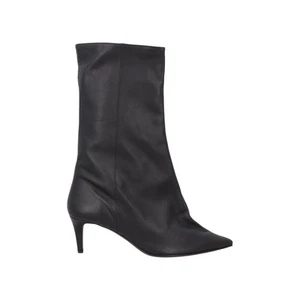 ACNE STUDIOS Womens Black Leather Zip Ankle Boots Pointed Toe EU 38 RRP 600 - Picture 1 of 10