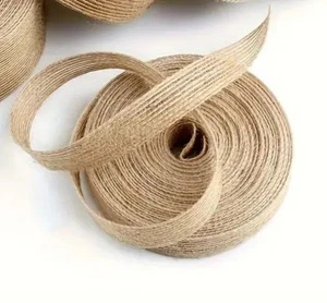 Natural Rustic Jute Burlap Hessian Ribbon Tape For Christmas Wrapping Party - Picture 1 of 2