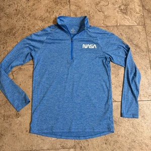 Under Armour Pullover Mens Small Blue Quarter Zip Long Sleeve Performance Nasa - Picture 1 of 4