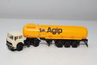 B77 1:87 HERPA IVECO FIAT AGIP CAMION RIMORCHIO SERBATOIO ECC. COND. - Immagine 1 di 4