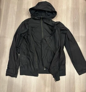 Helmut Lang Double Zip Hoodie S Asymmetric Design Lightweight Black Springwear - Picture 1 of 9