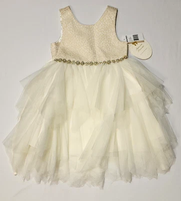 NUEVO Vestido sin mangas American Princess Girl dorado blanco roto ocasión especial 5T Foto 1 de 4