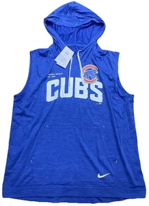 Nike 2XL XXL Chicago Cubs Sleeveless Pullover Hoodie Blue MLB Men's - Picture 1 of 13