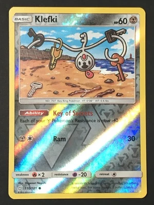 Pokemon TCG Klefki 110/181 SM Team Up Reverse Holo Common LP - Image 1 of 3