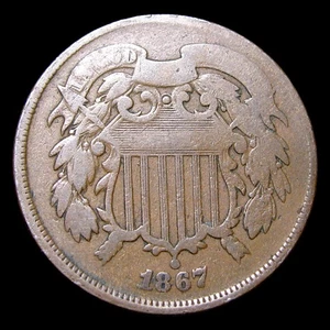 1867 DOUBLE Die Obverse Two Cent Piece 2cp ---- Nice RARE Coin ---- #307U - Picture 1 of 3