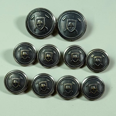 Ralph Lauren Helmet Blazer Replacement Buttons Set of 10 Pewter Tone Metal RARE - Image 1 of 3