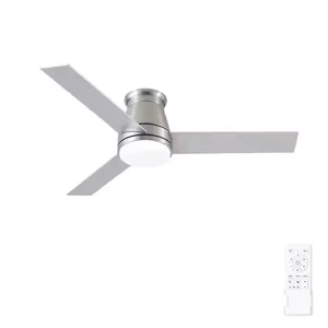 Topsky 48 in. Indoor Brushed Nickel Low Profile Standard Ceiling Fan with Light - Picture 1 of 5