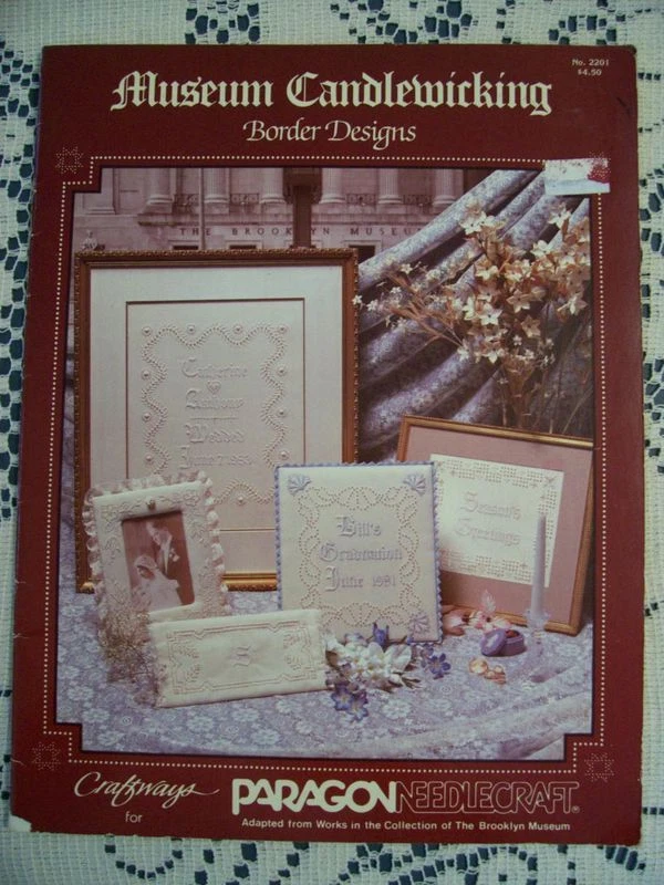 PARAGON Vtg MUSEUM CANDLEWICKING EMBROIDERY Borders PATTERNS TRANSFERS BOOK - Image 1 of 1