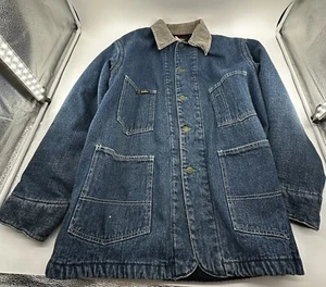 Vintage OshKosh Men's Blue Denim Railroad Chore Coat Blanket Lined Size 40 R - Picture 1 of 16
