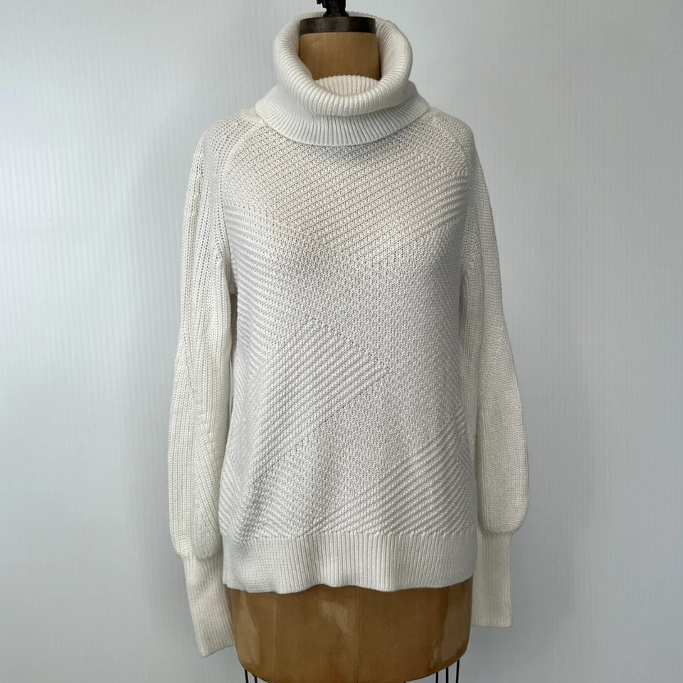 Suéter Casa Blanca Mercado Negro Mujer Pequeño WHBM Tejido Acanalado Tortuga Jersey Núcleo No Foto 1 de 4