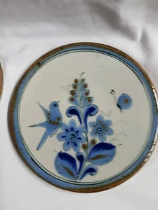 Vintage Ken Edwards Signed Pottery Blue Bird In Flight Trivet Tonala Mexico - Picture 1 of 6