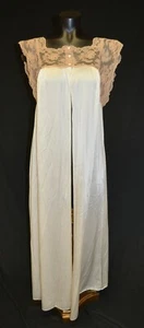 Unbranded Vintage Olga Look White Nylon Taupe Lace Robe sz M - Picture 1 of 2