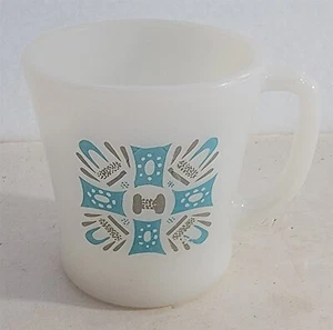 Vintage MCM Royal China Blue Heaven White Milk Glass Coffee Cocoa Tea Mug - Picture 1 of 7