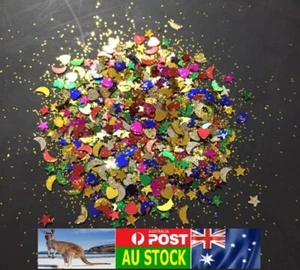 Glitter 5G/Bag approx 3mm Mixed star moon heart colorful Sequins flakes Powder - Picture 1 of 2