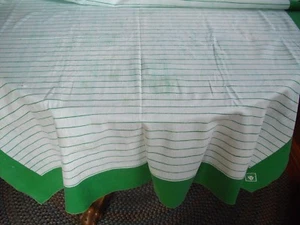 Anne Klein Lion Green & White Striped Table Cloth ~ 47" x 49" - Picture 1 of 12