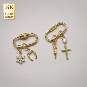 Dije colgante de circonita cúbica flor copo de nieve oro macizo 14K REAL para collar - Imagen 1 de 8