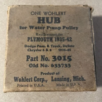Buje de polea de bomba de agua Plymouth Chrysler 1935-1942 3015 y 633733 Wholert Lansing Foto 1 de 4