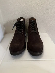 Stafford Mens Brown Suede Lace Up Wingtip Ankle Boots Size 11 - Picture 1 of 7