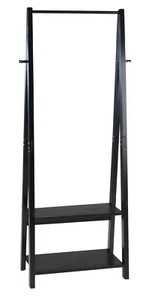 Kleiderständer Garderobenständer Standgarderobe mit Ablage Kiefer Holz Schwarz - Bild 1 von 9