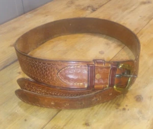 Bianchi - Vintage Westerngürtel braun Leder geflochten Messing Gr. 36 - Bild 1 von 6
