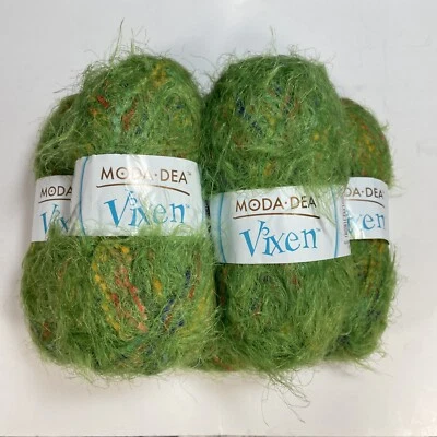 Moda Dea Vixen Soft Fur Yarn Green With Envy #3682 5 Skeins Discontinued - Image 1 of 4