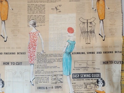 Michael Miller Fabric USA Cotton  100% Cotton retro women's pattern - Image 1 of 3