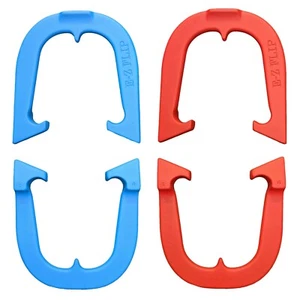 Herraduras de lanzamiento profesionales E-Z abatibles altamente duraderas - 2 pares, rojas/azules hechas en EE. UU. - Imagen 1 de 7