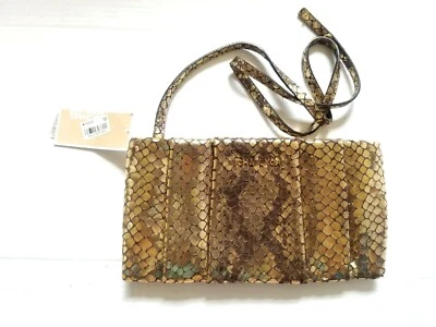 BOLSO CLUTCH/HOMBRO NUEVO CON ETIQUETAS MICHAEL KORS DARIA 30H3MWEC3K CUERO PLISADO DORADO $198 Foto 1 de 4