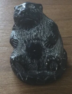 Figura de oso de piedra de jabón negro - Imagen 1 de 5