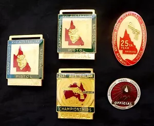 AUSTRALIAN PISTOL SHOOTING BADGES NATIONAL CHAMPIONSHIPS BRISBANE QLD 1973-1987 - Picture 1 of 6
