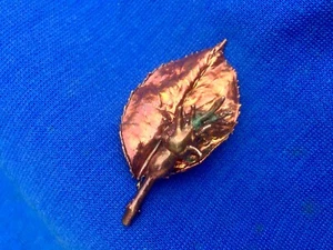 HERBSTLICHE VERKUPFERTE BROSCHE ECHTES ROSENBLATT & ROSENKNOSPE von John Griffin UNIKAT! - Bild 1 von 8